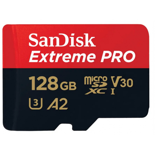 SANDISK microSDXC 128GB Extreme Pro 200 MB/s A2 C10 V30 UHS-I U3, adapter